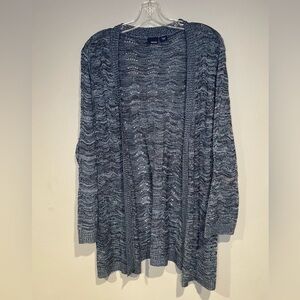 Cardigan Sweater Womens Blue Space Open Knit Soft Bohemian Size XL